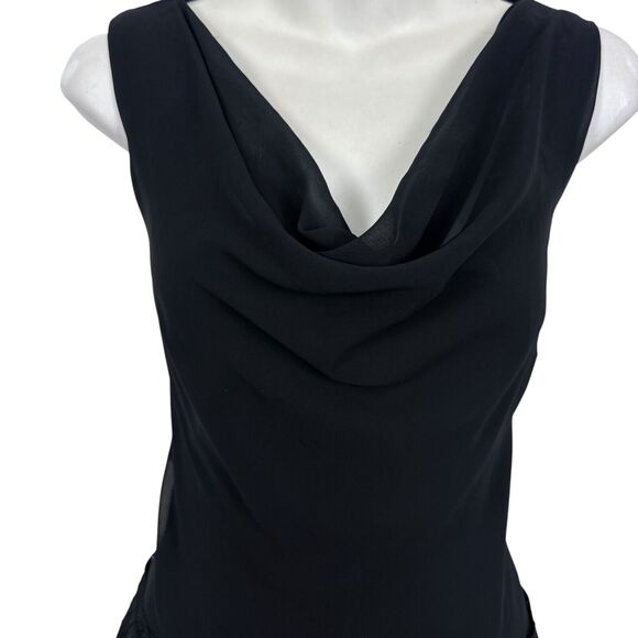 Liz Claiborne Womens Black Asymmetrical Scoop Neck Chiffon Whimsigoth Dress sz 6 - Picture 5 of 16